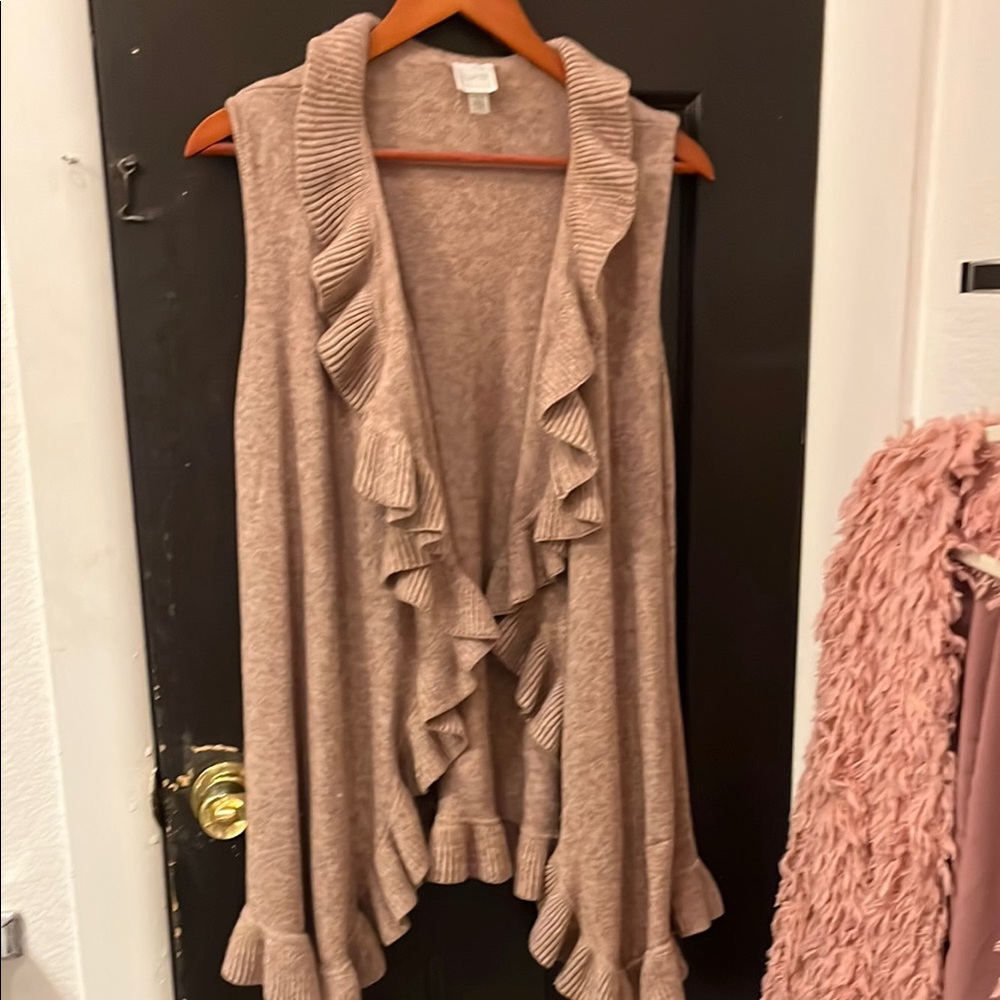 Cupio Tan Cardigan with Waterfall Neckline